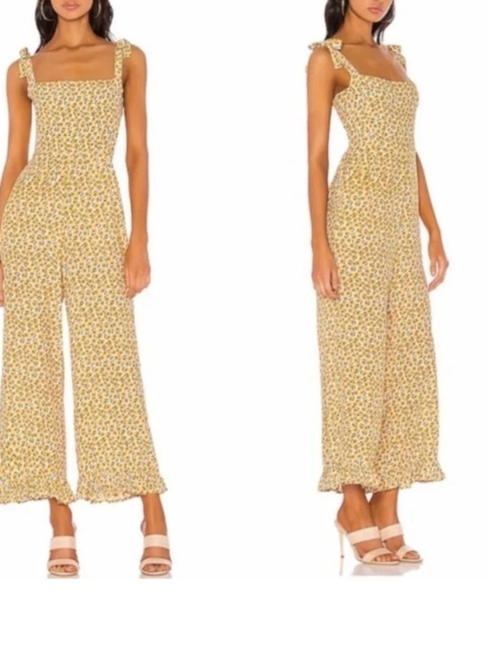 Faithfull the Brand Wide-Leg Jumpsuit with Tie Straps and ruffle hem